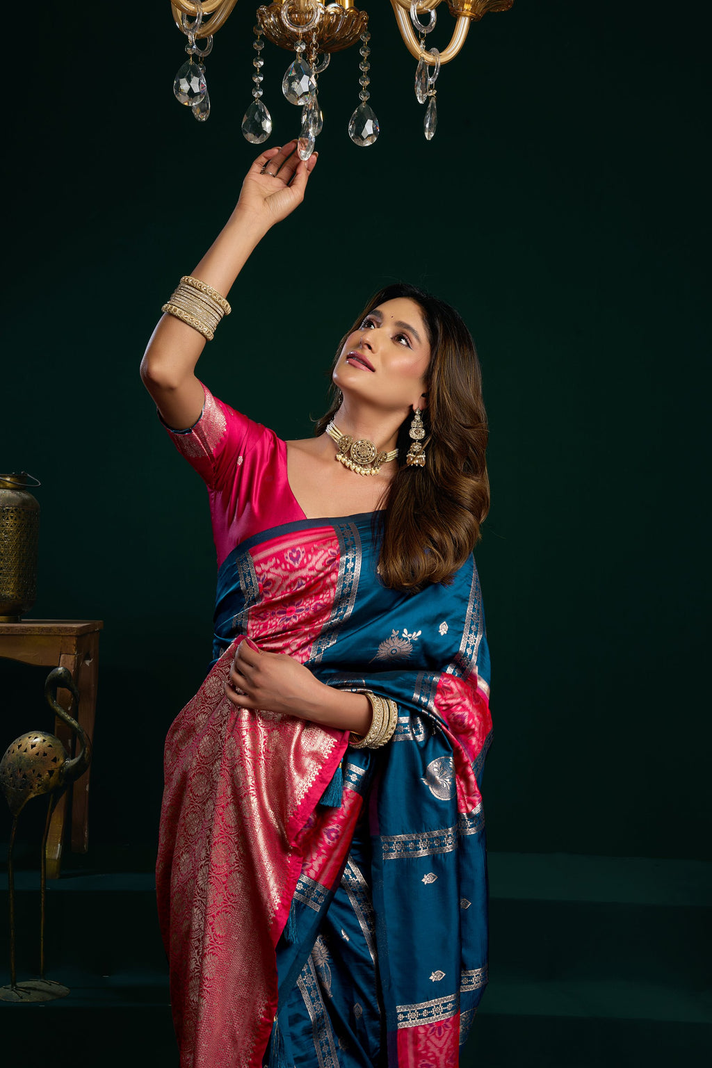 Raagini Saree - Peacock Blue - Close Up
