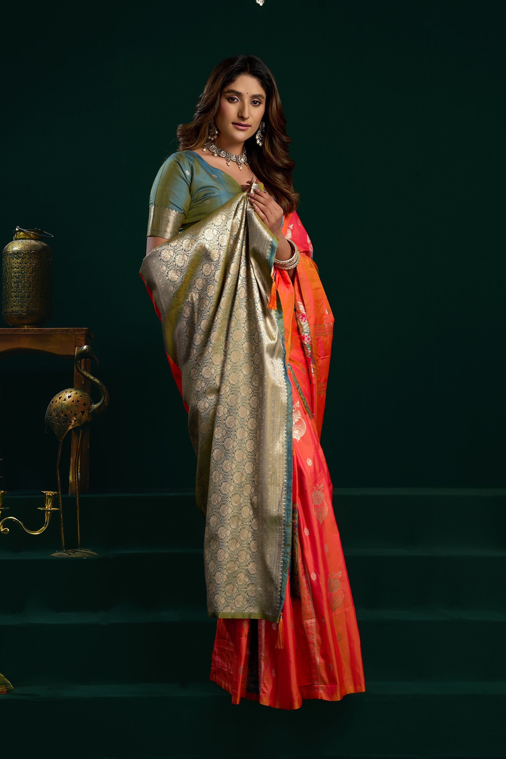 Raagini Saree - Tangerine Orange - Blouse View
