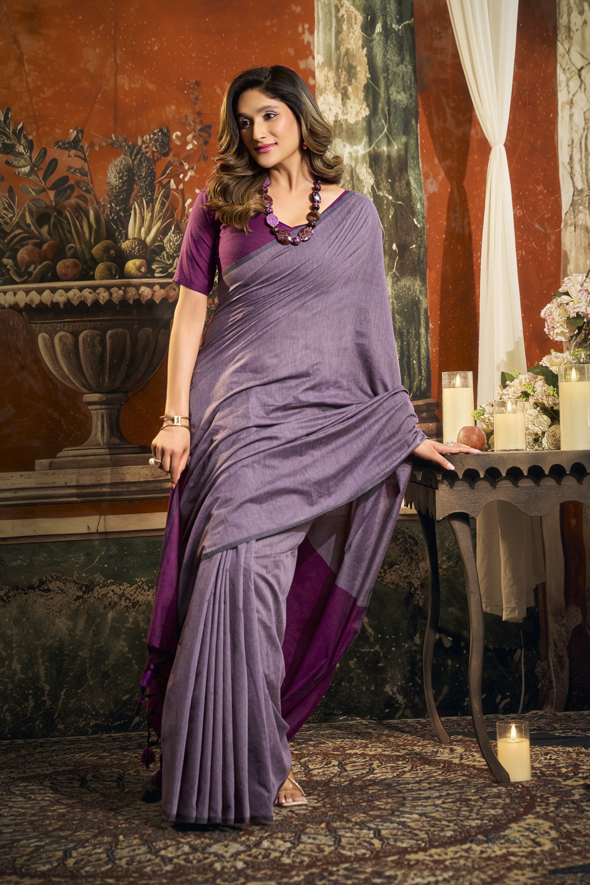 Roshni Saree - Dusty Lavender - Pallu Detail