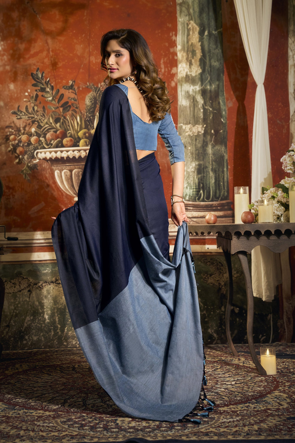 Roshni Saree - Midnight Navy - Pallu Detail