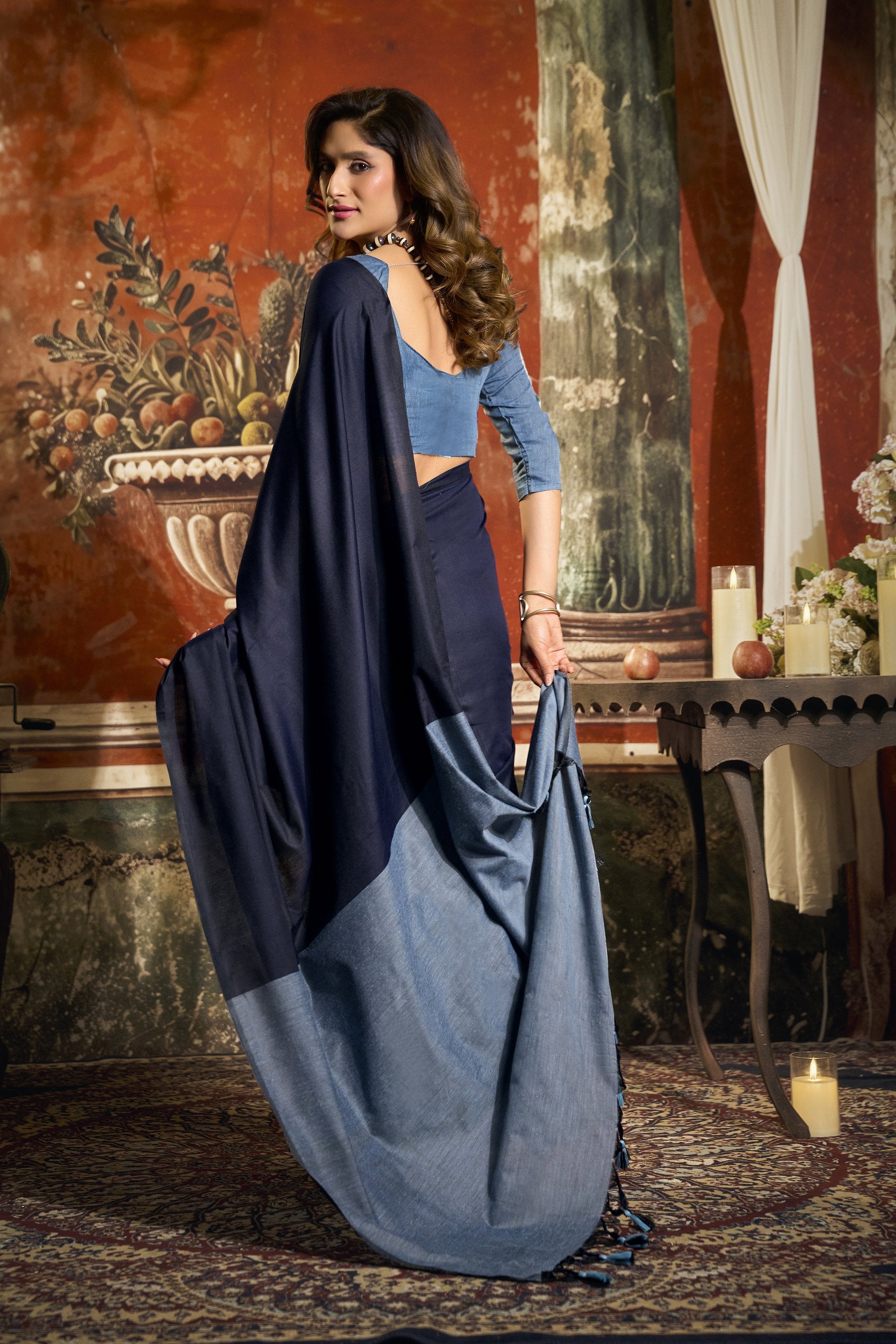 Roshni Saree - Midnight Navy - Pallu Detail