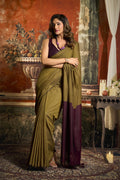 Roshni Saree - Olive Bronze - Front Drape