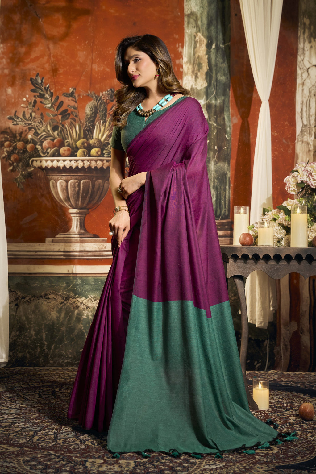Roshni Saree - Orchid Magenta - Full View