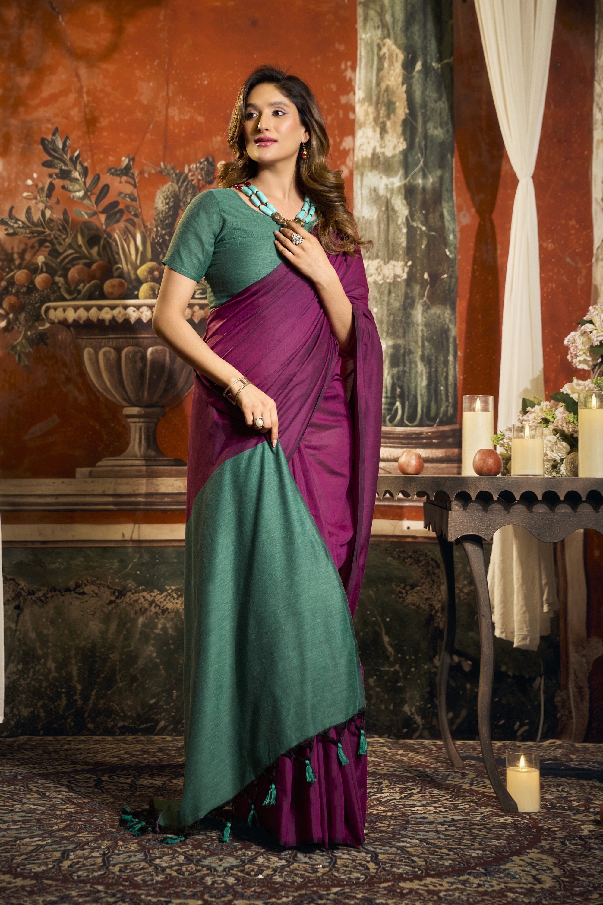 Roshni Saree - Orchid Magenta - Border Detail