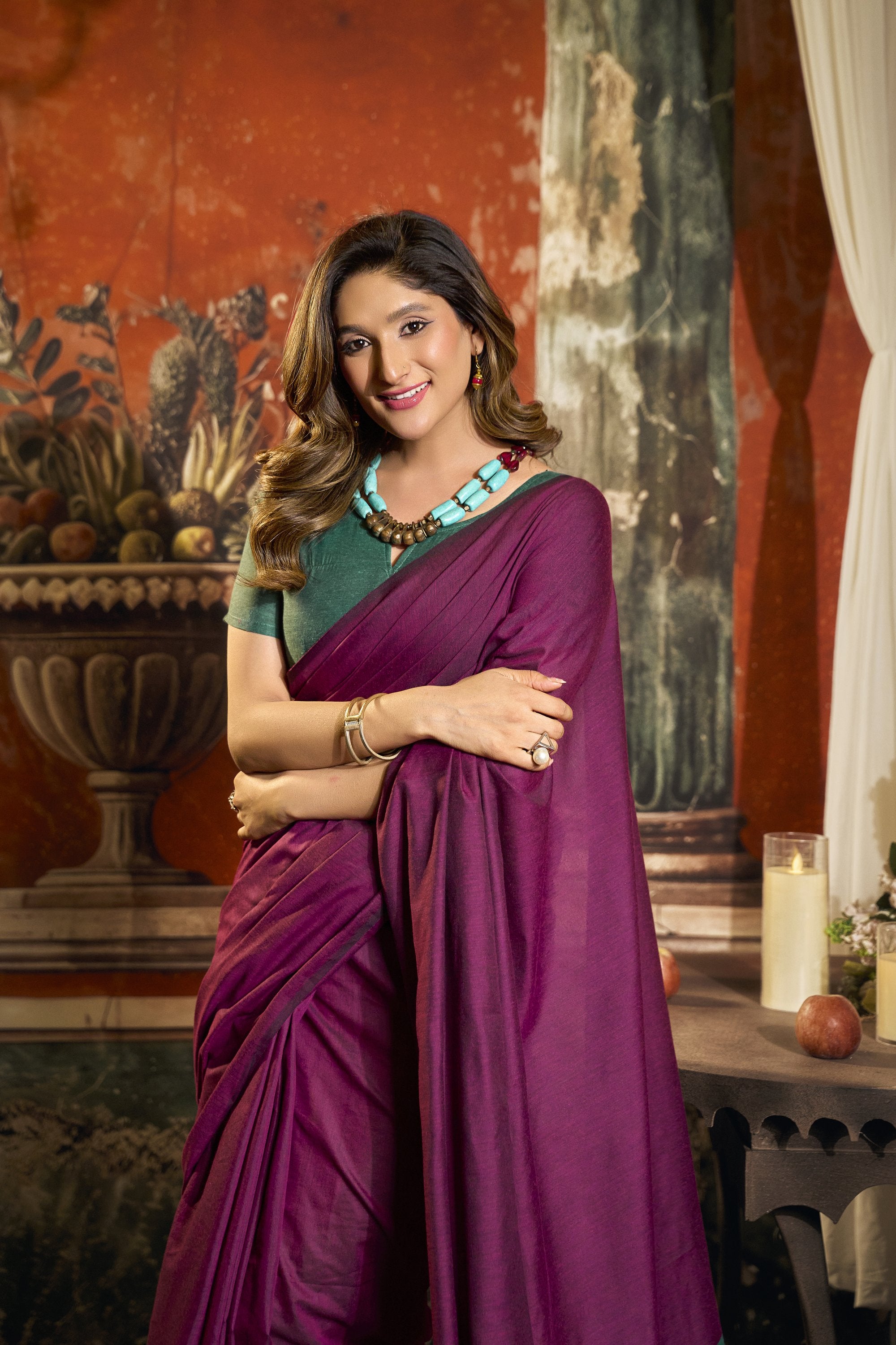 Roshni Saree - Orchid Magenta - Close Up