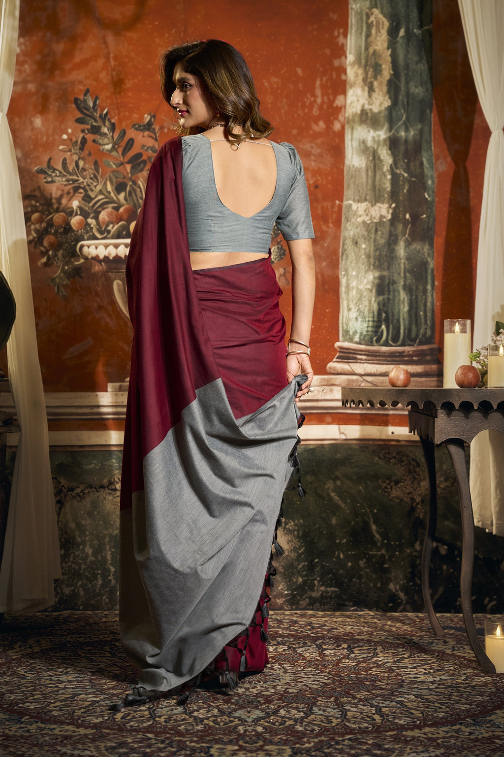 Roshni Saree - Wine Crimson - Blouse View