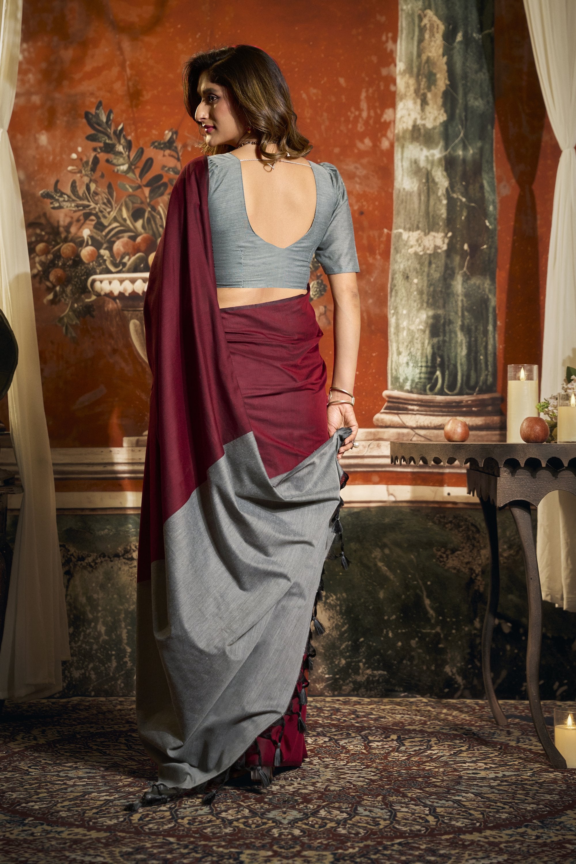Roshni Saree - Wine Crimson - Blouse View