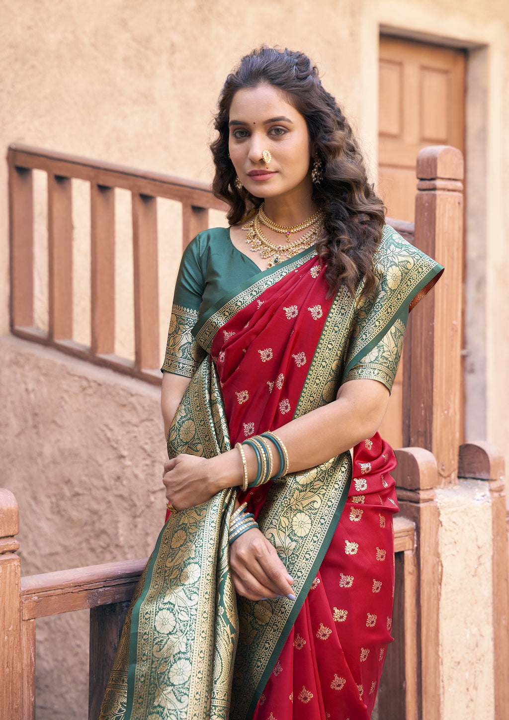 Ruhaani Saree - Crimson Red - Full View