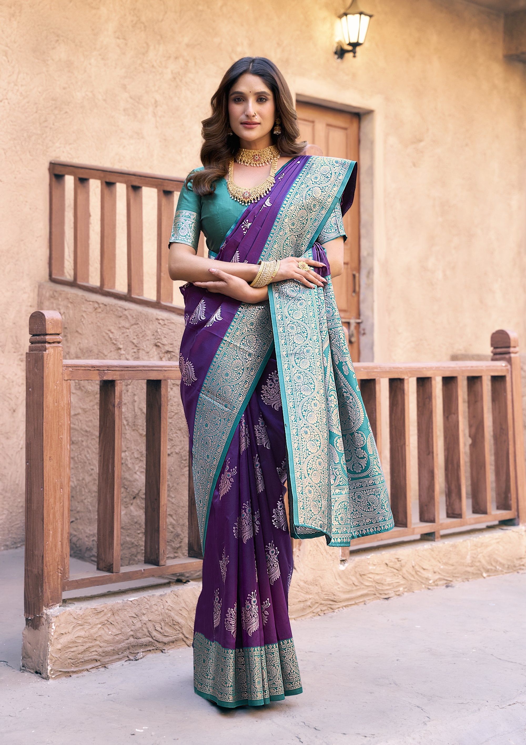 Ruhaani Saree - Royal Violet - Front Drape