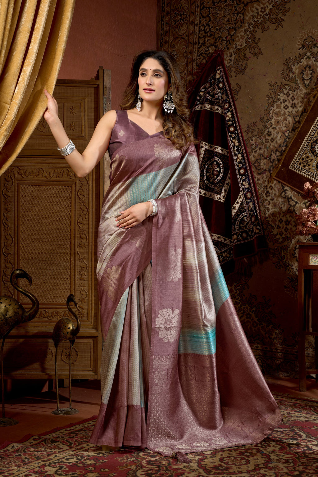 Sitara Saree - Dusty Mauve - Full View