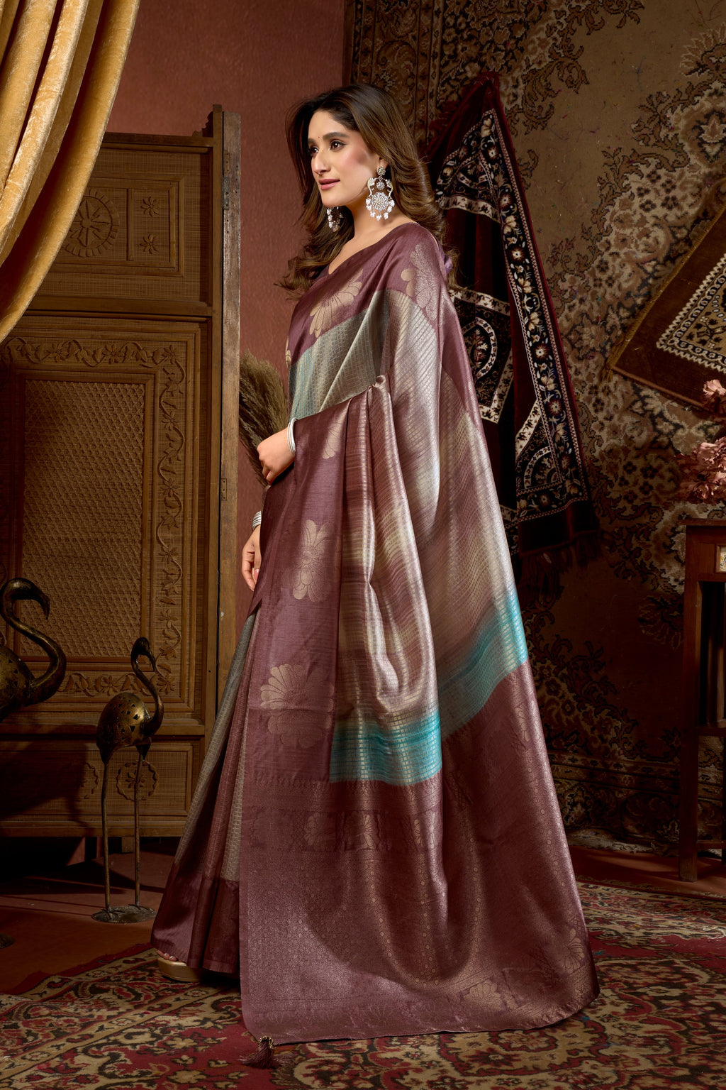 Sitara Saree - Dusty Mauve - Pallu Detail