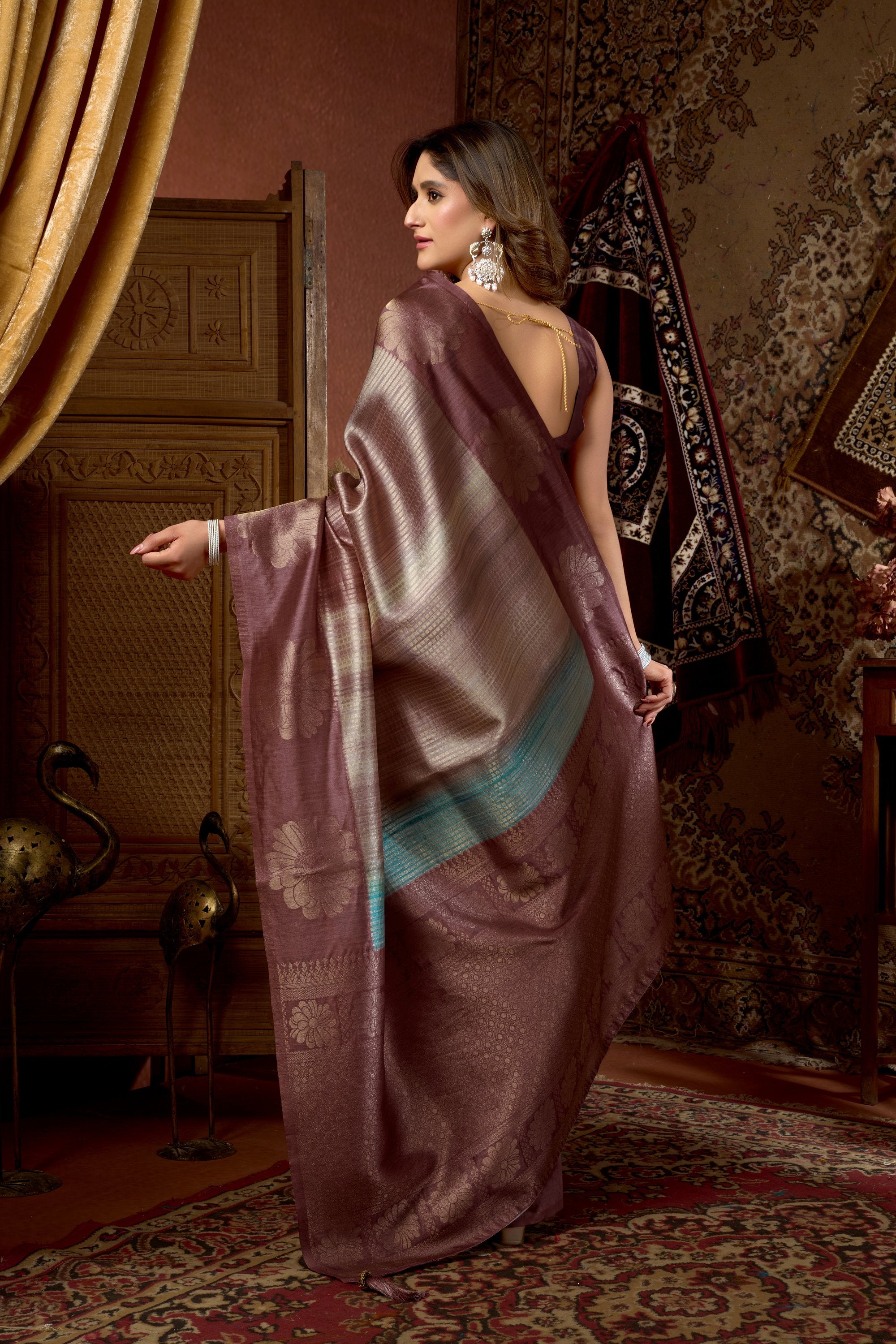 Sitara Saree - Dusty Mauve - Border Detail