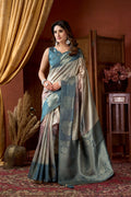 Sitara Saree - Muted Teal - Front Drape