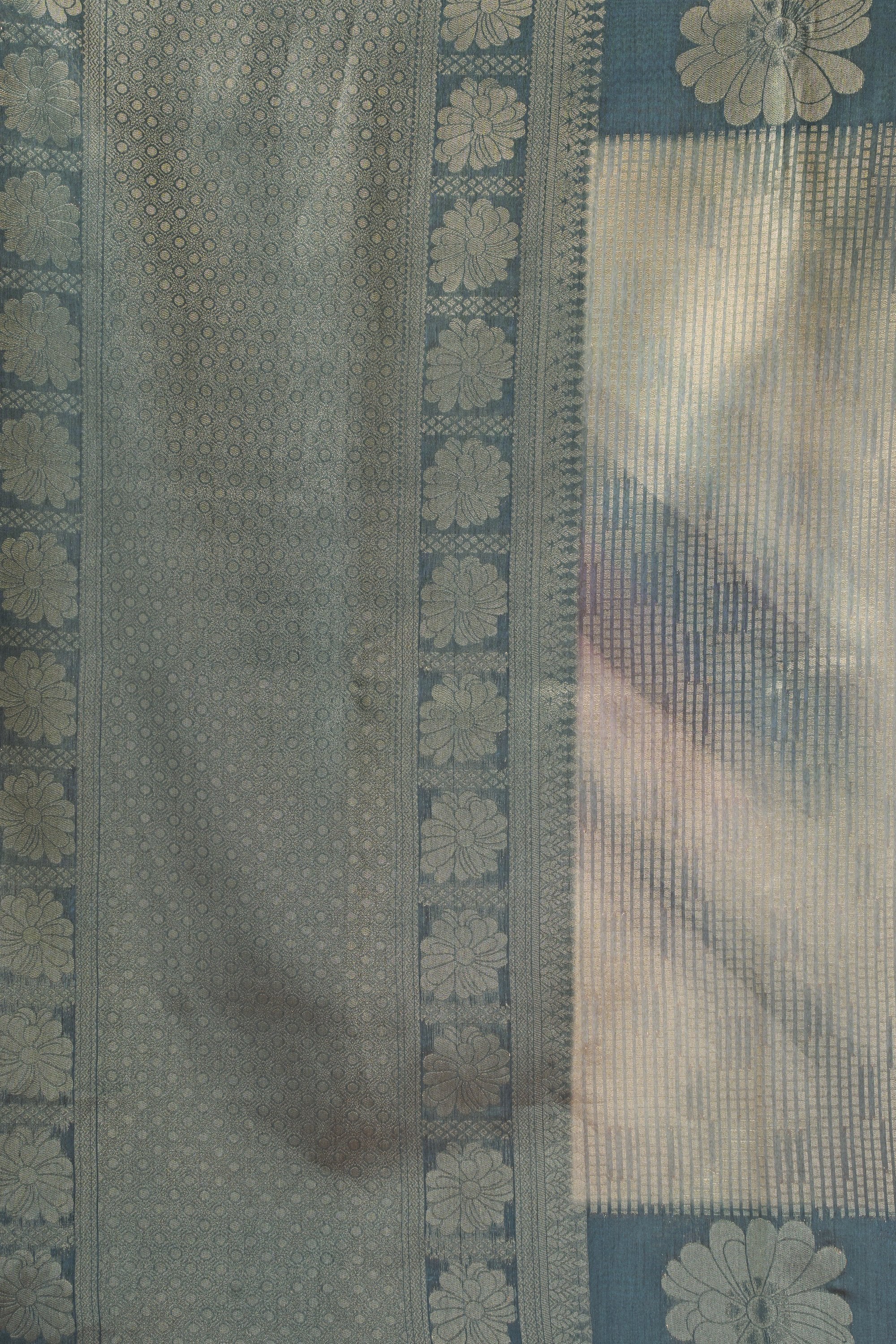 Sitara Saree - Muted Teal - Side View