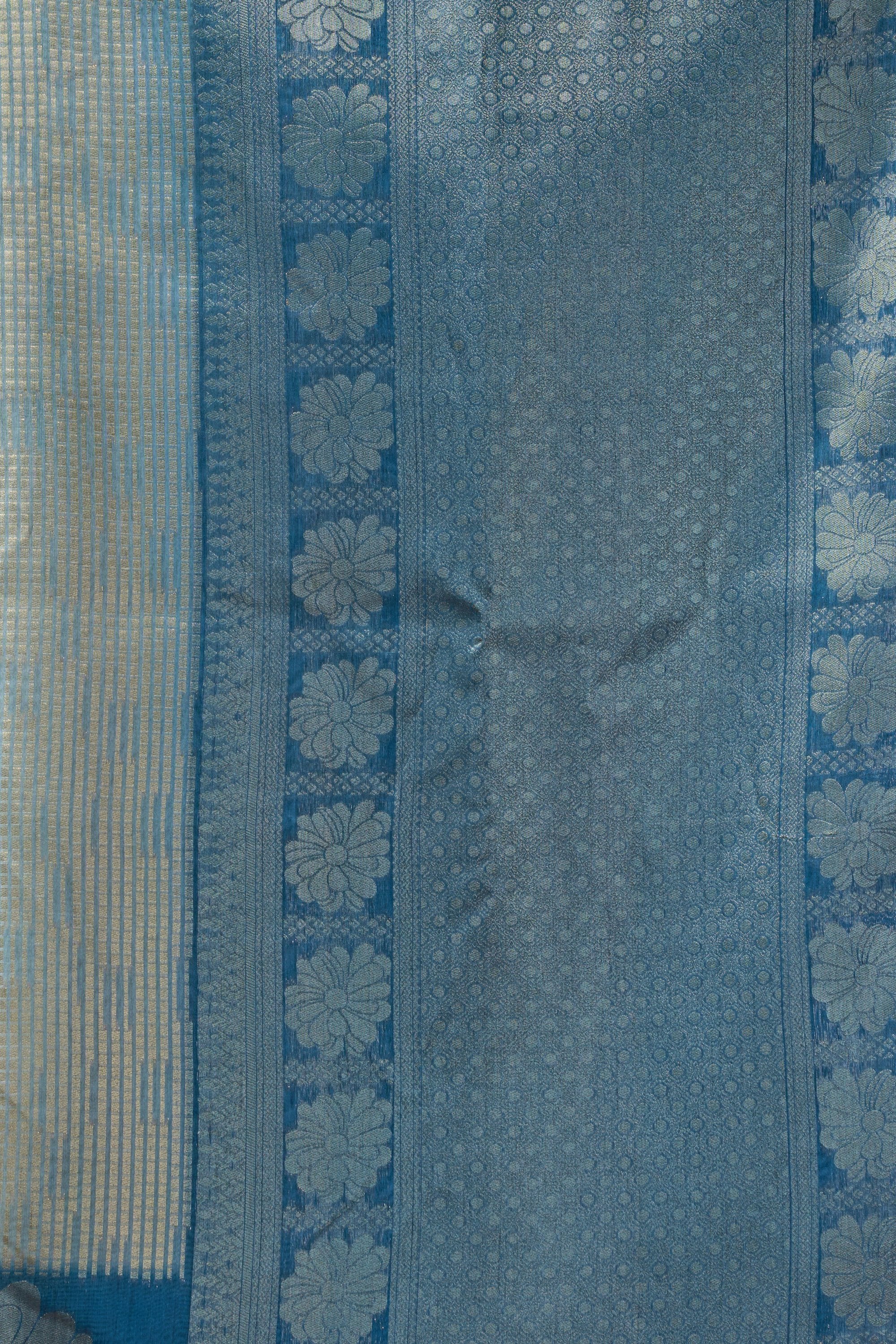 Sitara Saree - Steel Blue - Front Drape