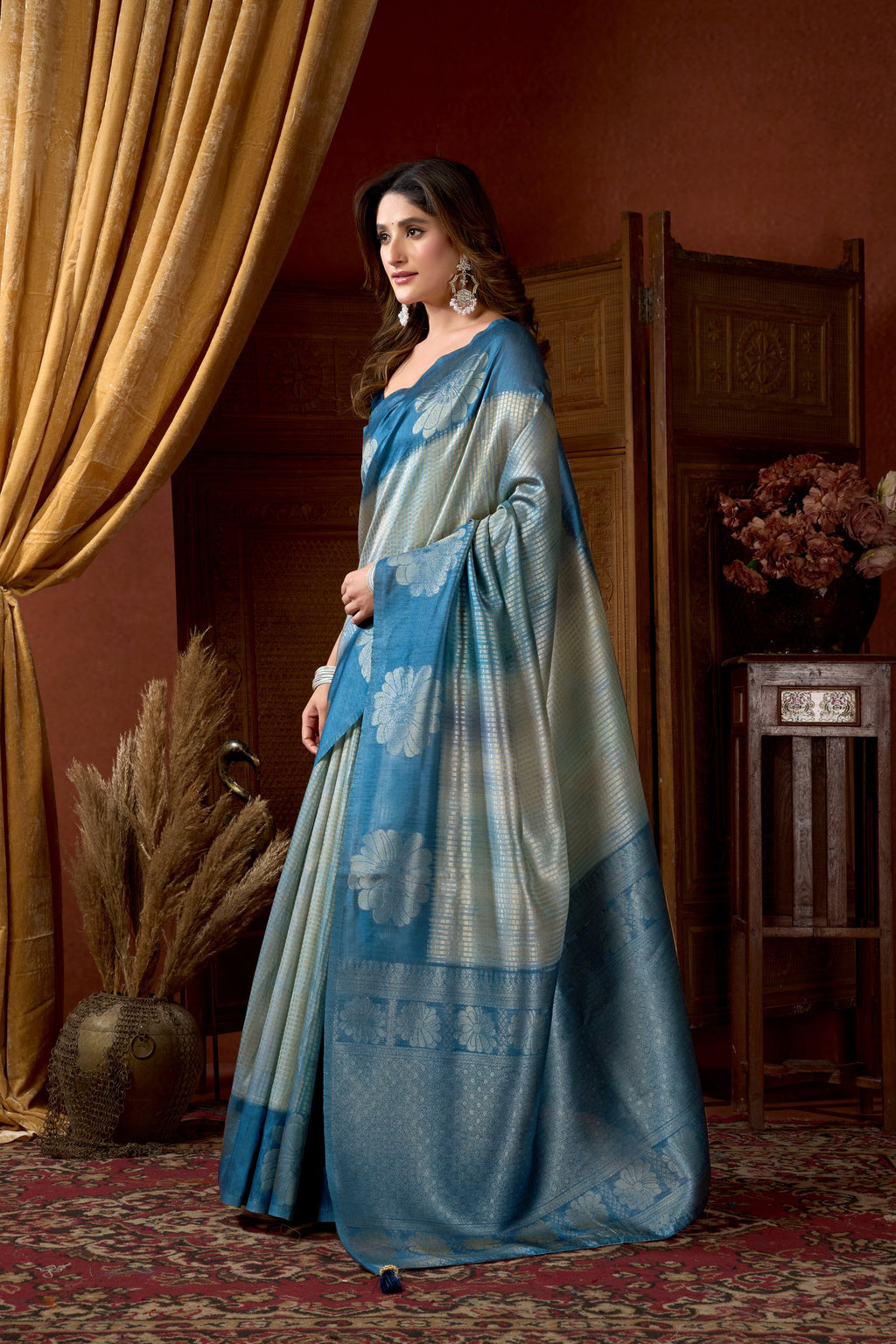 Sitara Saree - Steel Blue - Pallu Detail