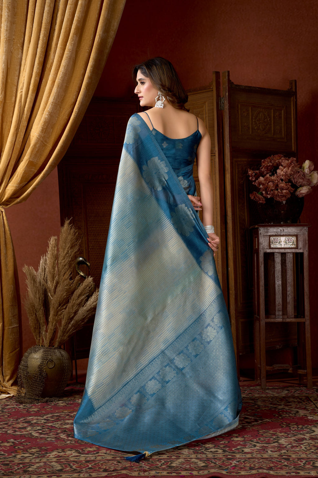 Sitara Saree - Steel Blue - Border Detail