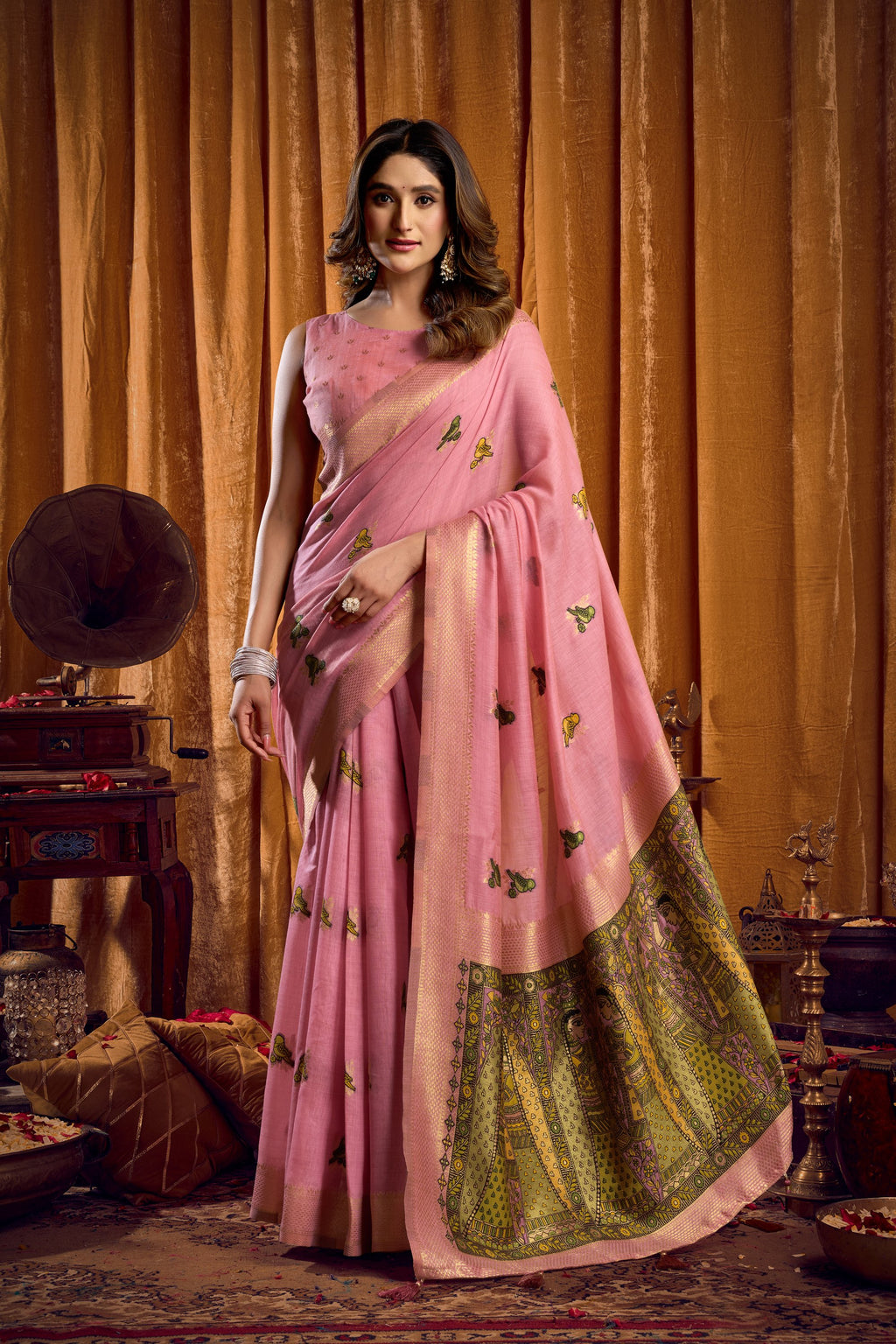 Tanisha Saree - Blush Pink - Front Drape