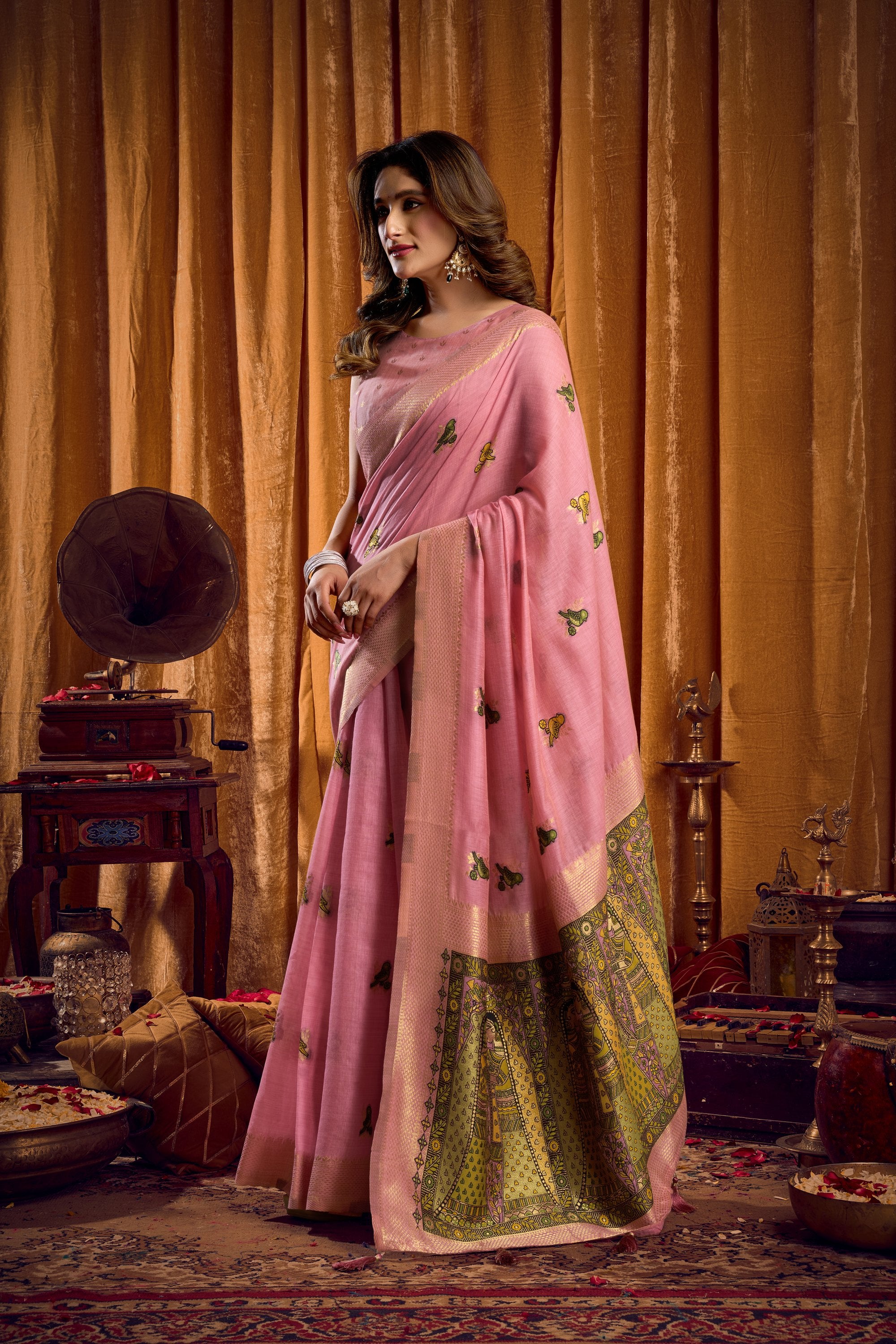 Tanisha Saree - Blush Pink - Full View