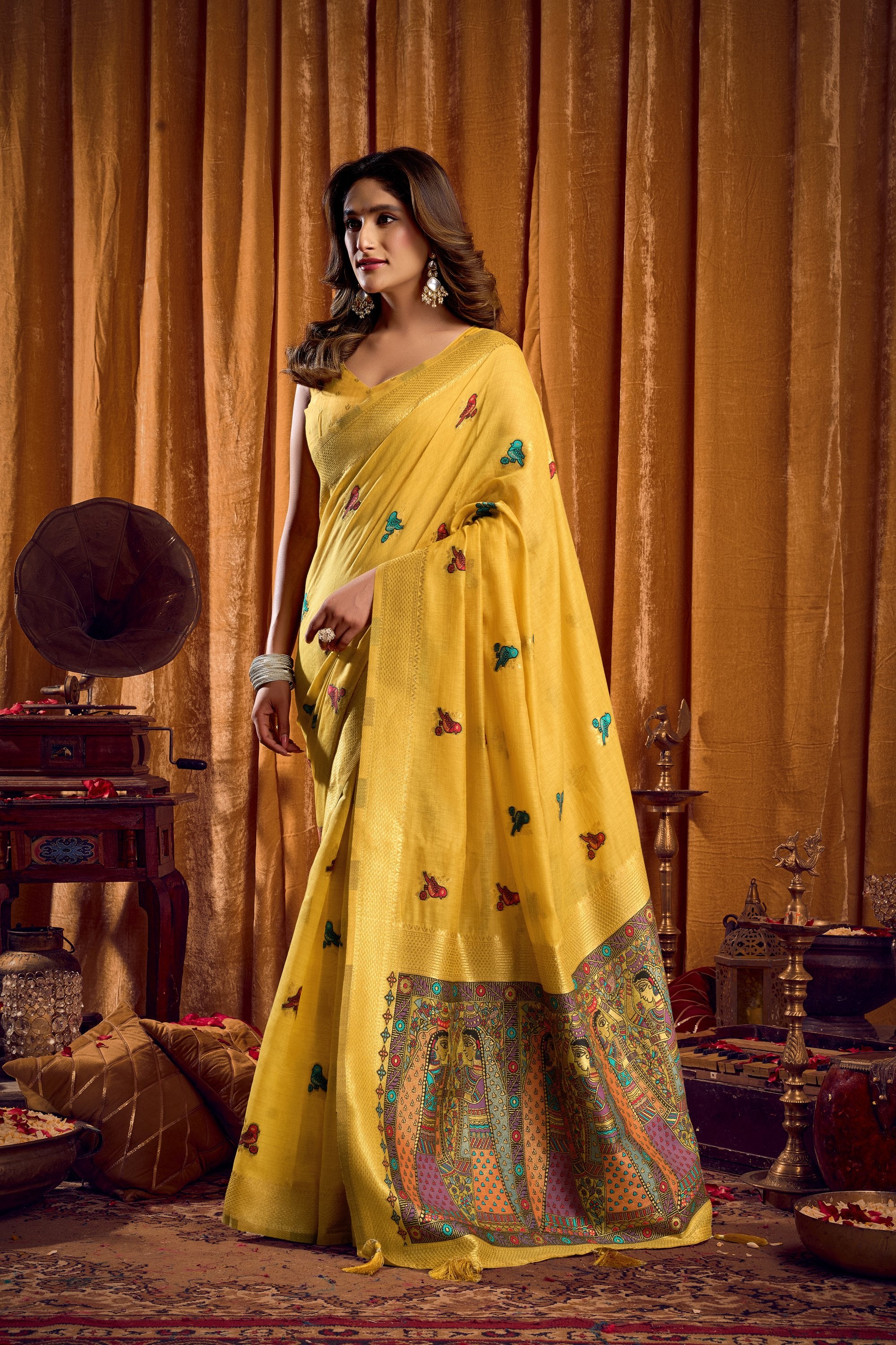 Tanisha Saree - Mustard Yellow - Full View