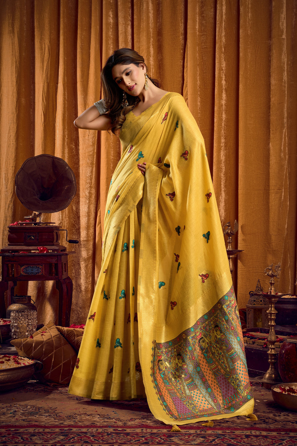 Tanisha Saree - Mustard Yellow - Border Detail