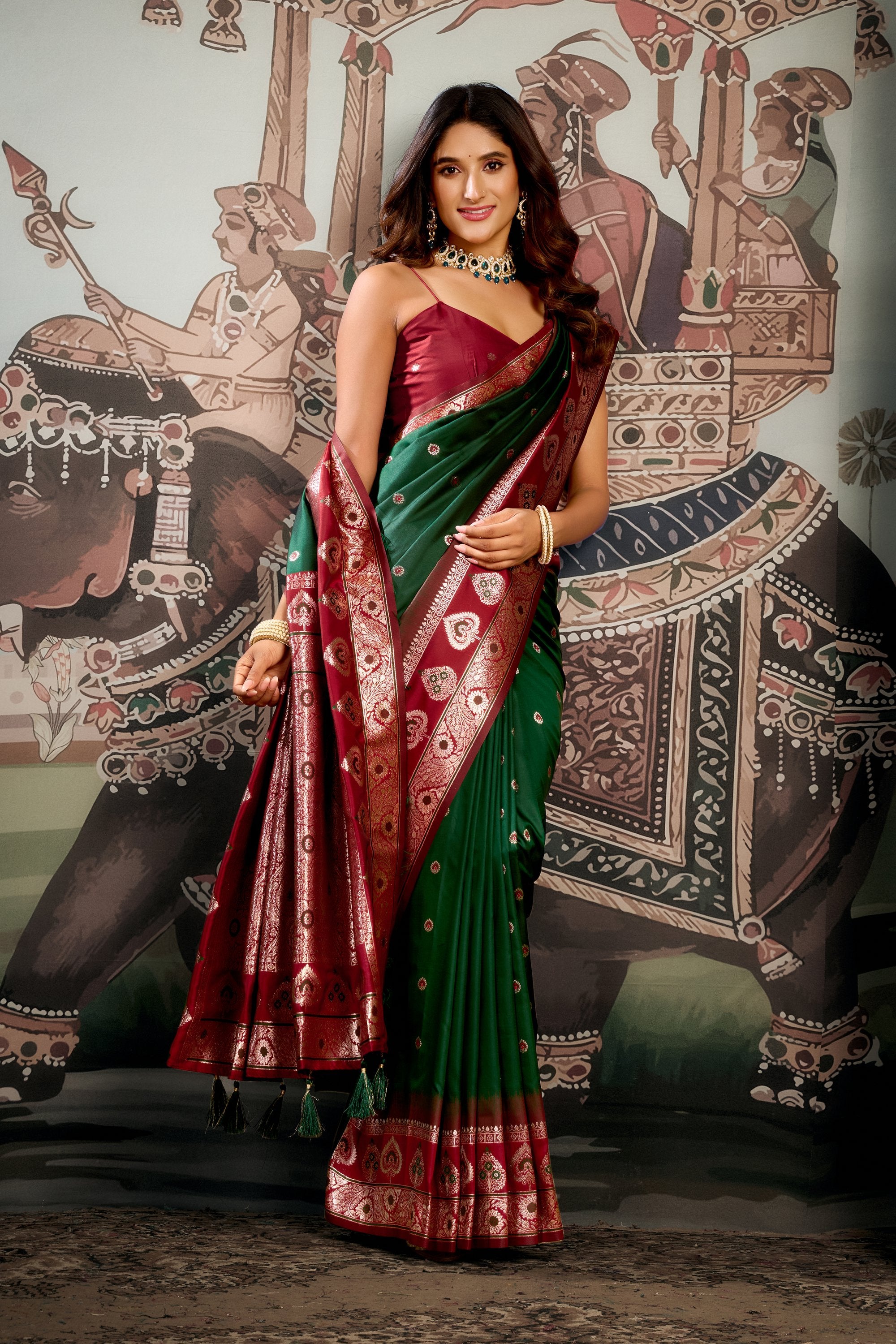 Tarana Saree - Emerald Green - Blouse View