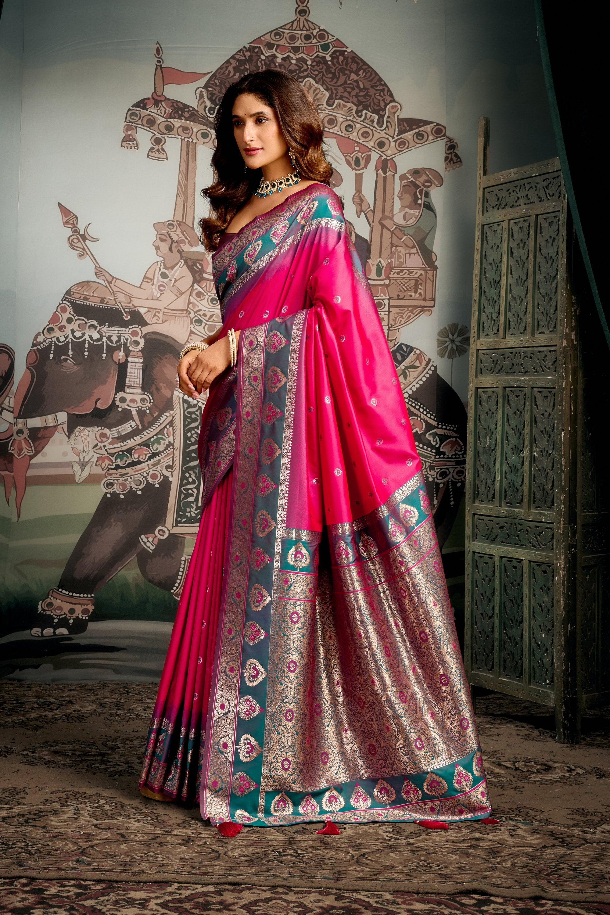 Tarana Saree - Hot Magenta - Pallu Detail