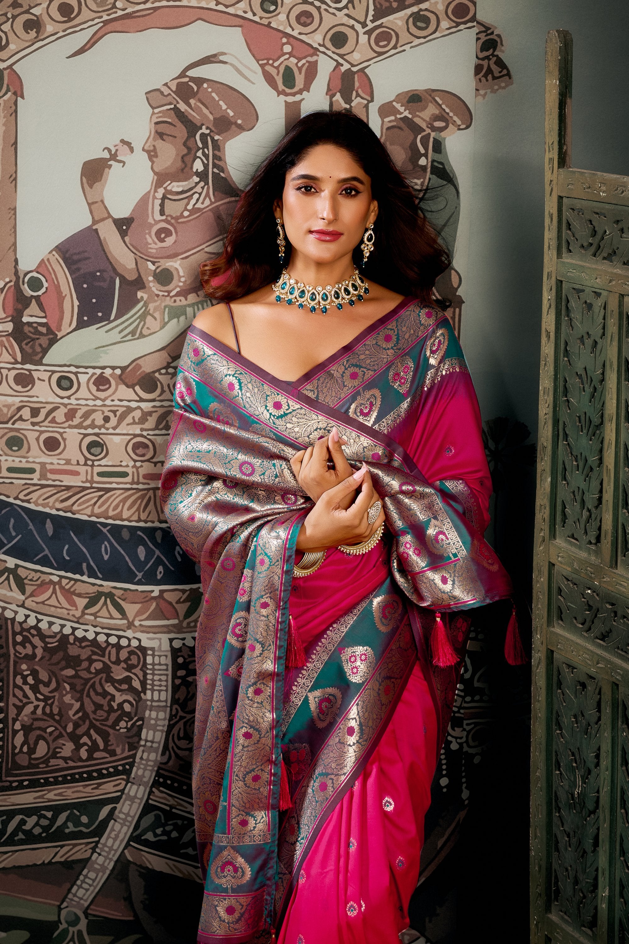 Tarana Saree - Hot Magenta - Blouse View
