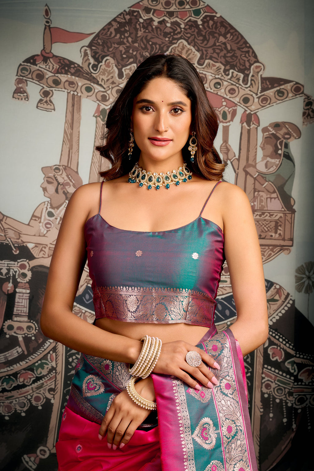 Tarana Saree - Hot Magenta - Side View