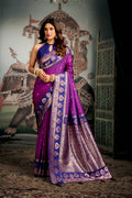 Tarana Saree - Imperial Purple - Front Drape