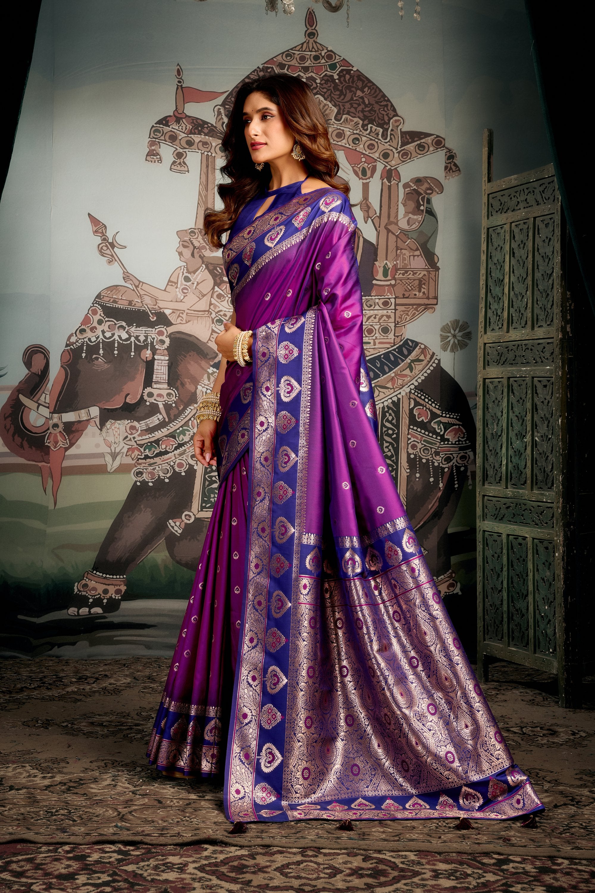 Tarana Saree - Imperial Purple - Full View