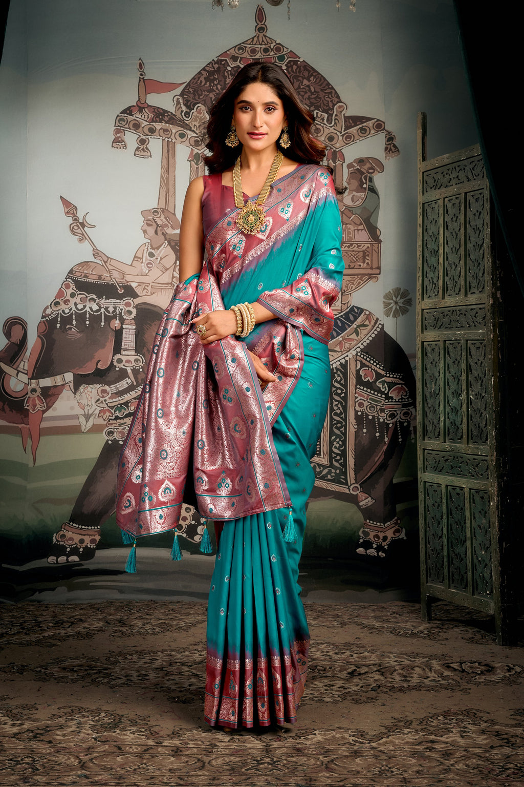 Tarana Saree - Turquoise Teal - Border Detail