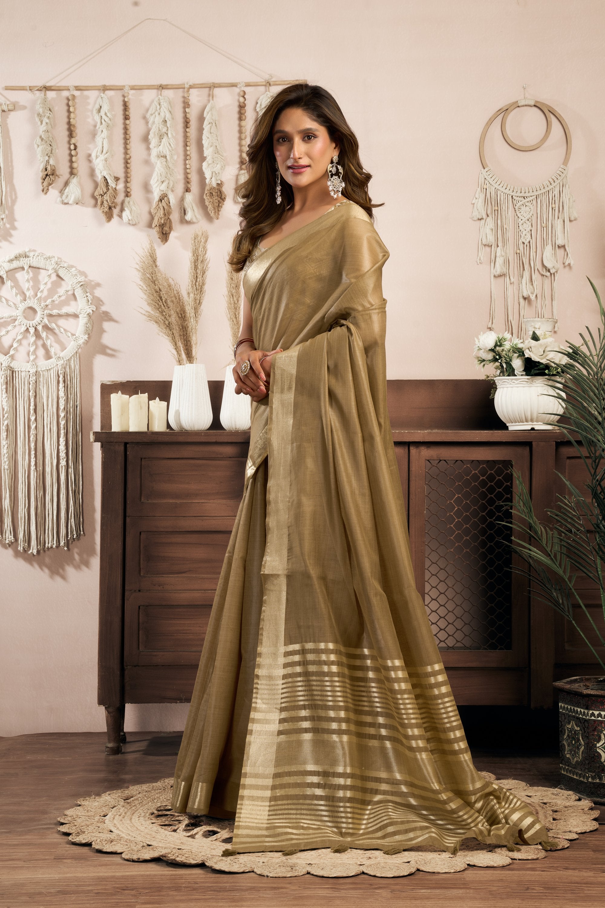 Vaibhavi Saree - Antique Taupe - Full View