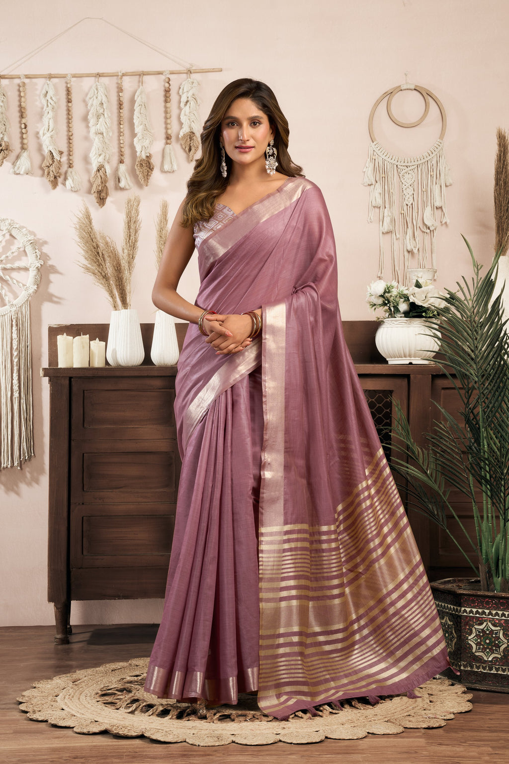 Vaibhavi Saree - Dusty Mauve - Front Drape