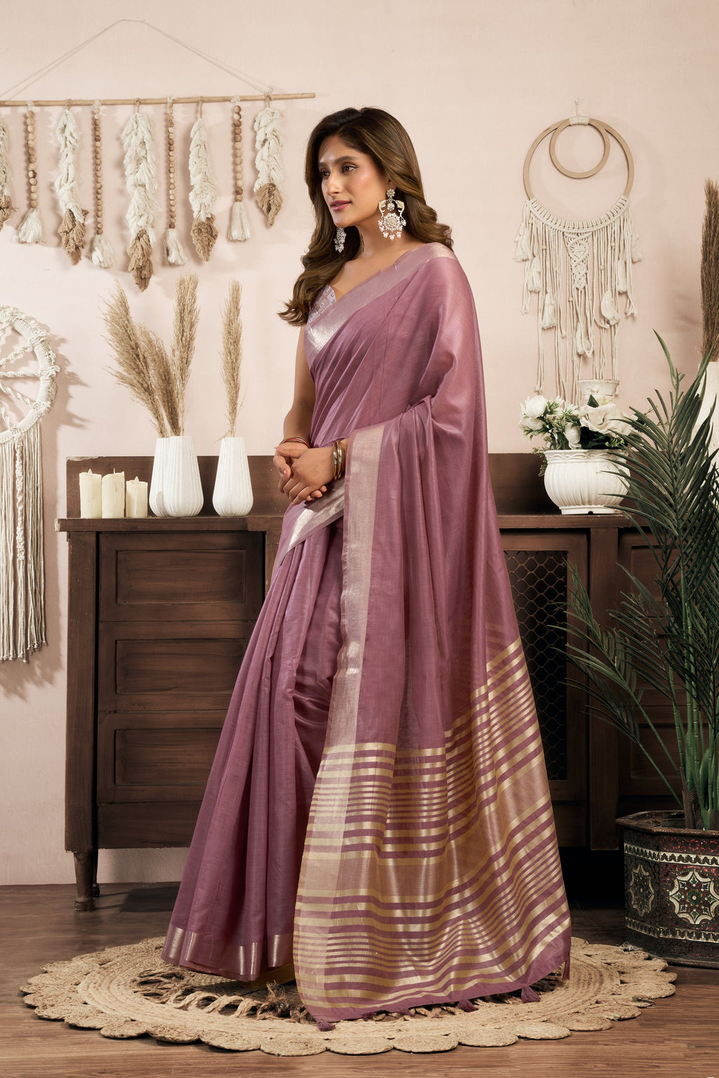 Vaibhavi Saree - Dusty Mauve - Full View
