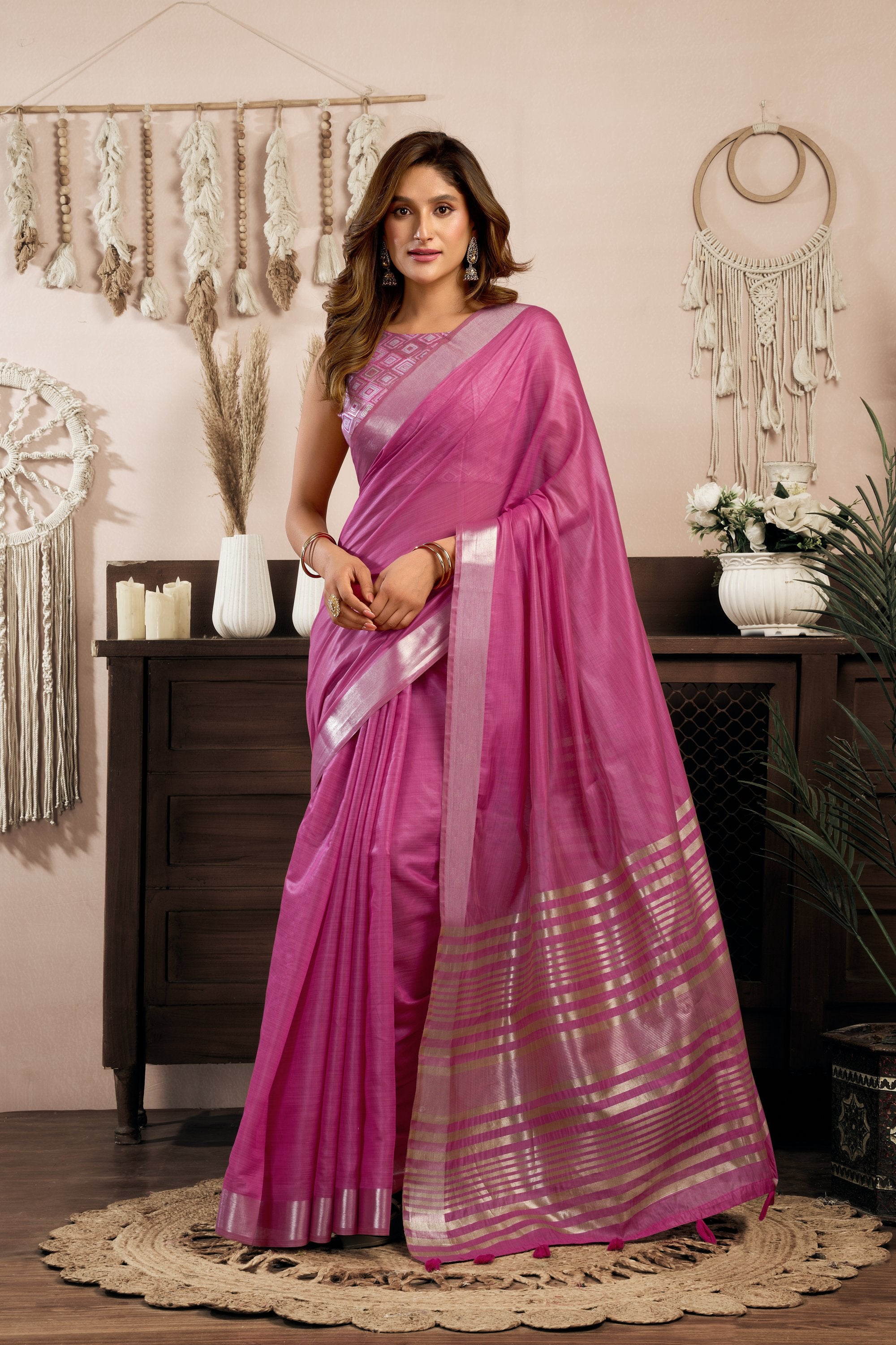 Vaibhavi Saree - Fuchsia Rose - Front Drape