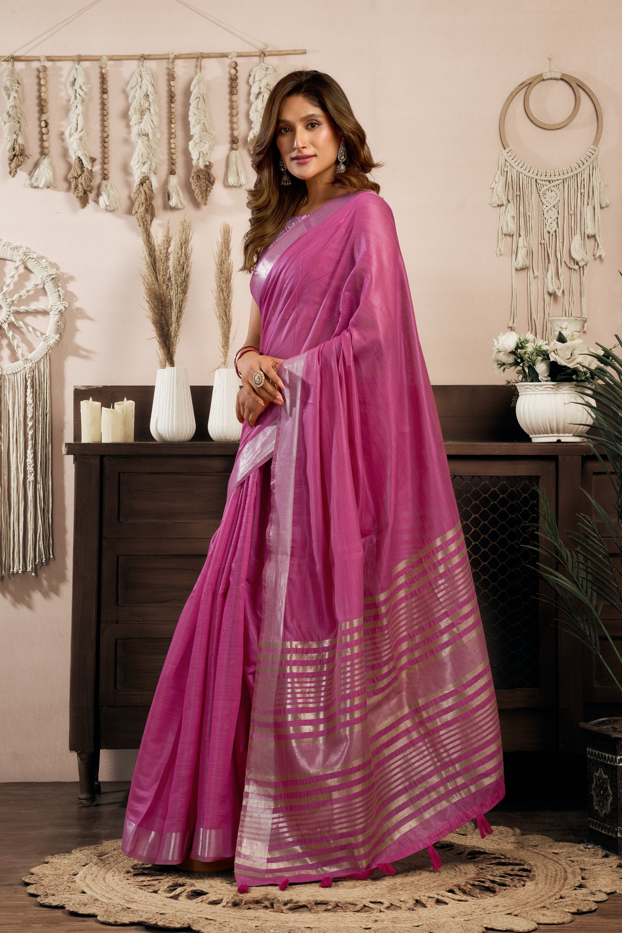 Vaibhavi Saree - Fuchsia Rose - Full View