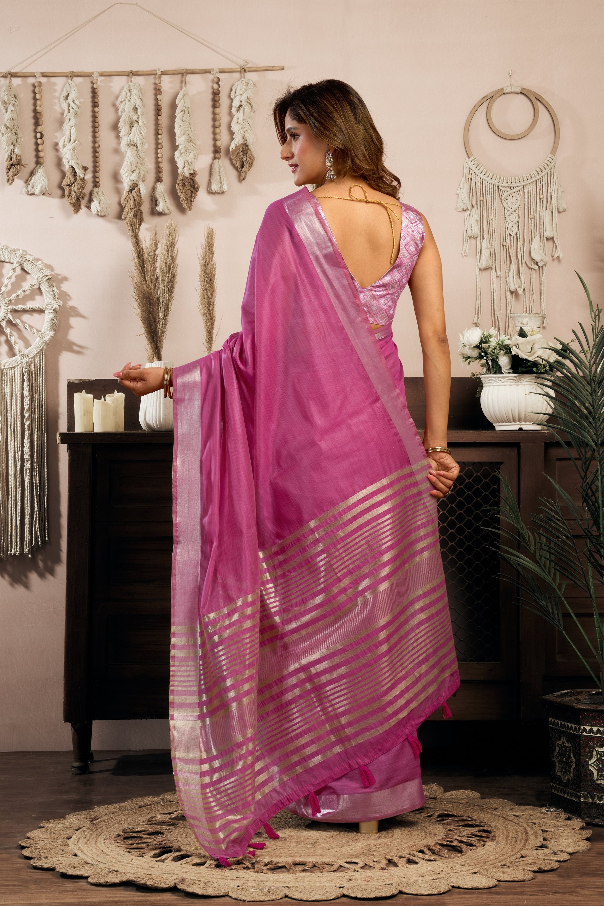 Vaibhavi Saree - Fuchsia Rose - Pallu Detail