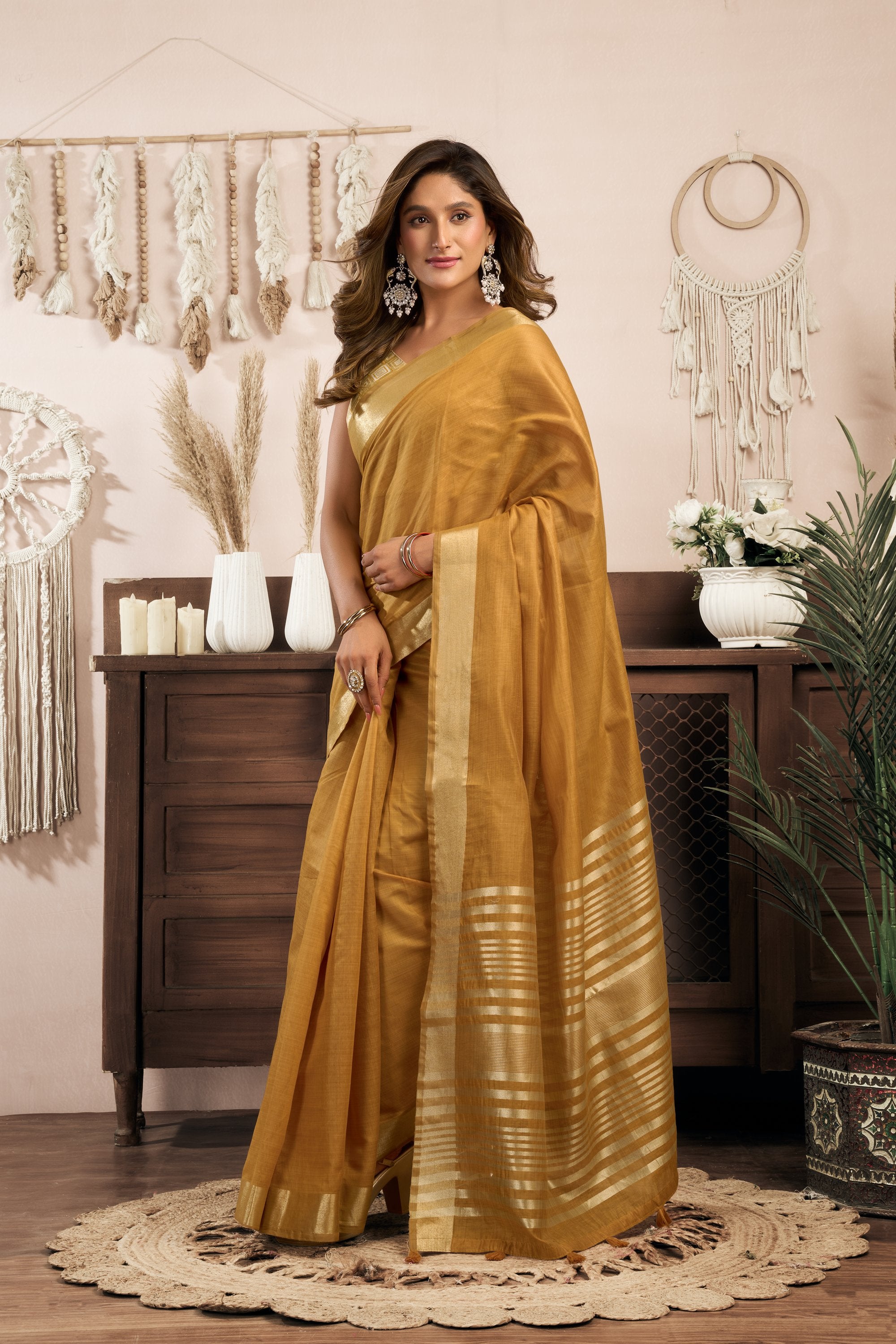 Vaibhavi Saree - Honey Gold - Full View