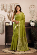 Vaibhavi Saree - Olive Lime - Front Drape
