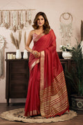 Vaibhavi Saree - Ruby Red - Front Drape