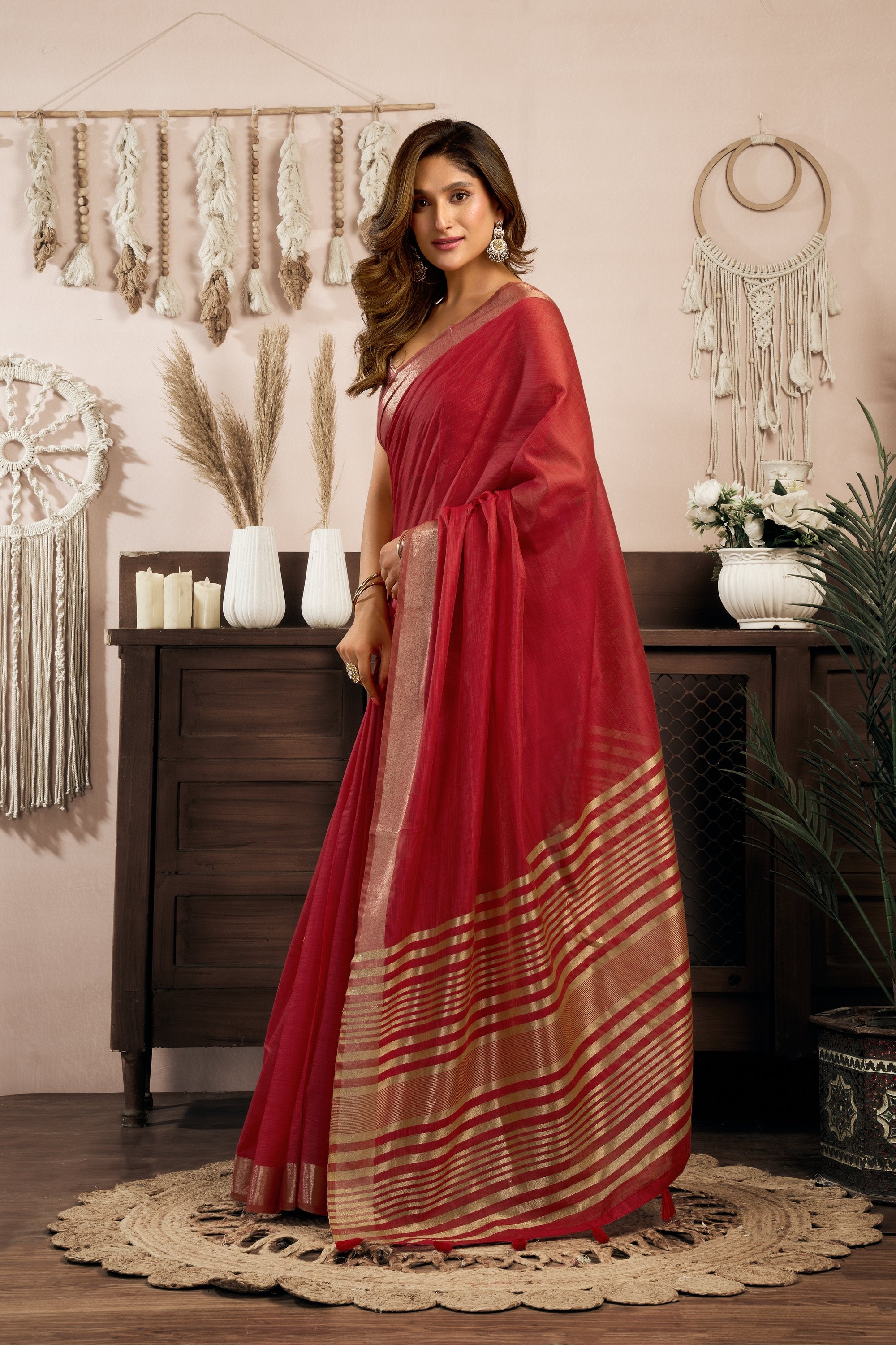 Vaibhavi Saree - Ruby Red - Full View