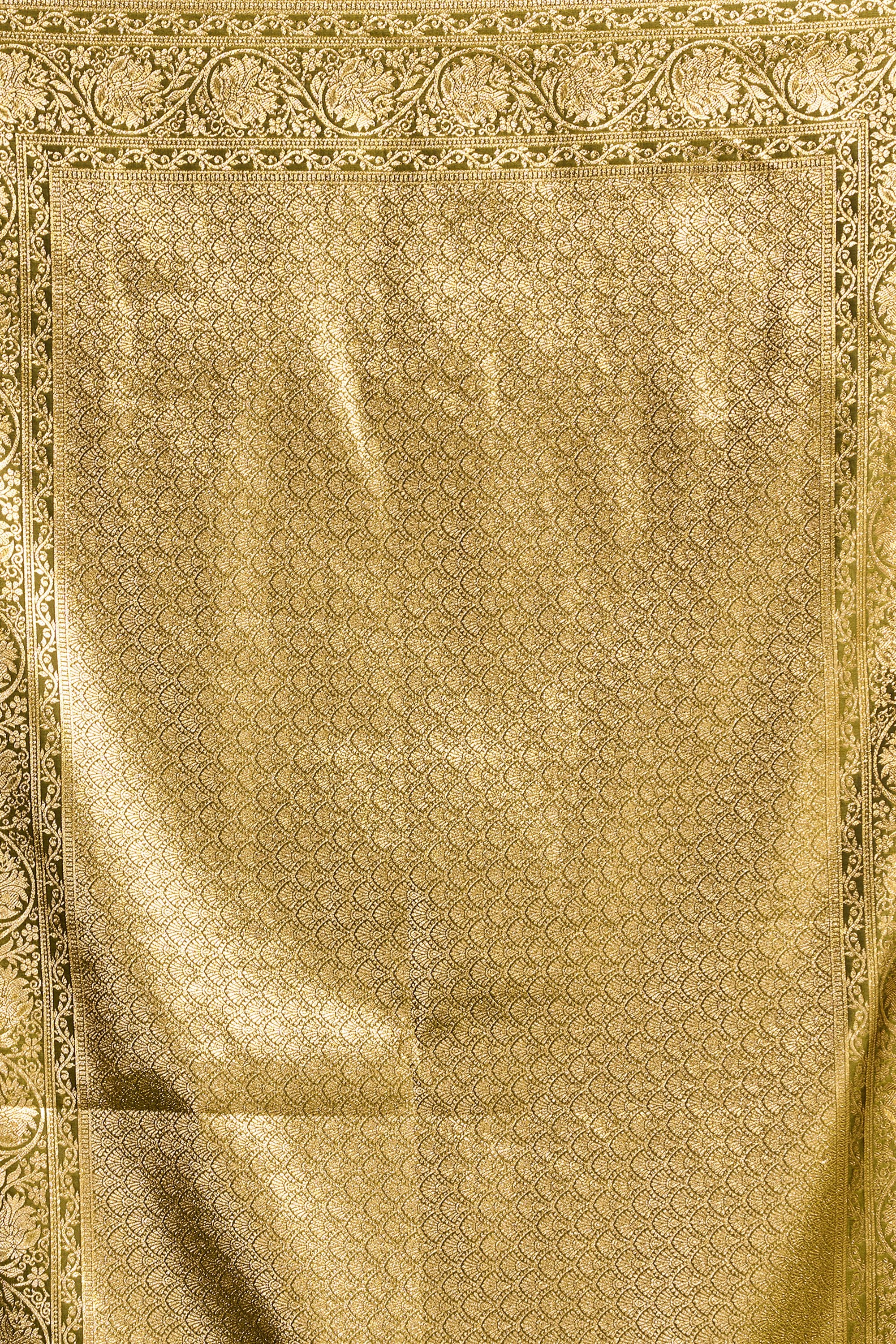 Virasat Saree - Antique Olive - Front Drape