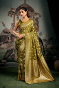 Virasat Saree - Antique Olive - Full View