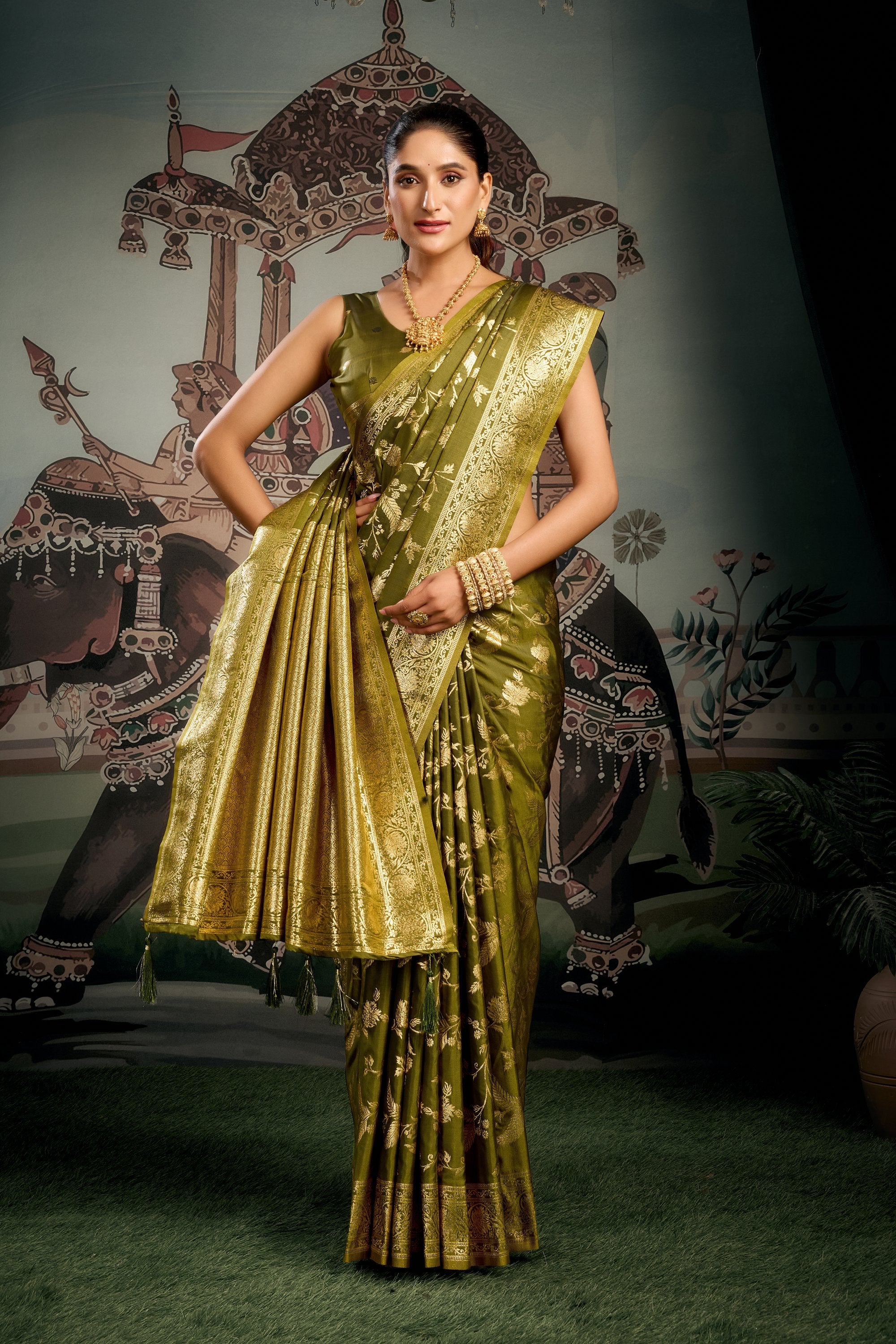 Virasat Saree - Antique Olive - Blouse View