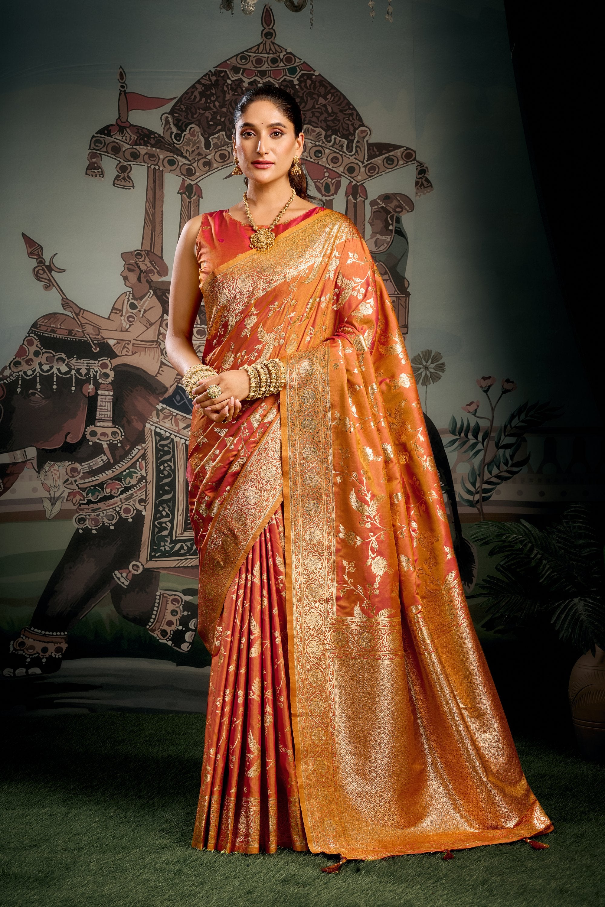 Virasat Saree - Copper Amber - Front Drape