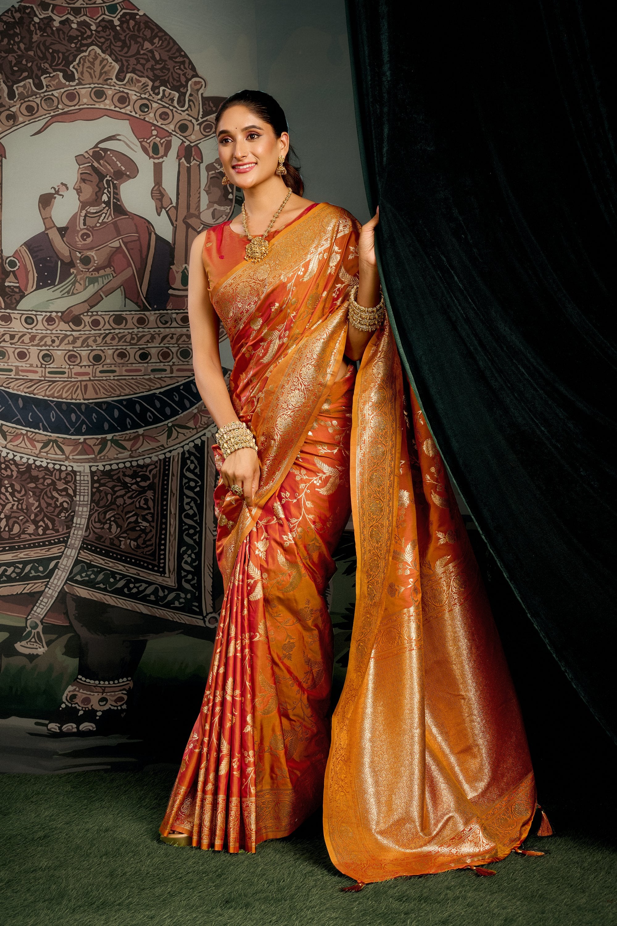 Virasat Saree - Copper Amber - Border Detail