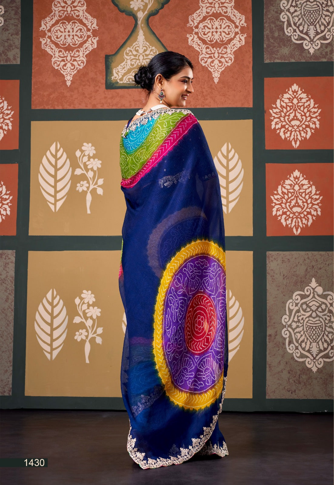 Sparkle Chiffon Saree with Embroidery - Blue