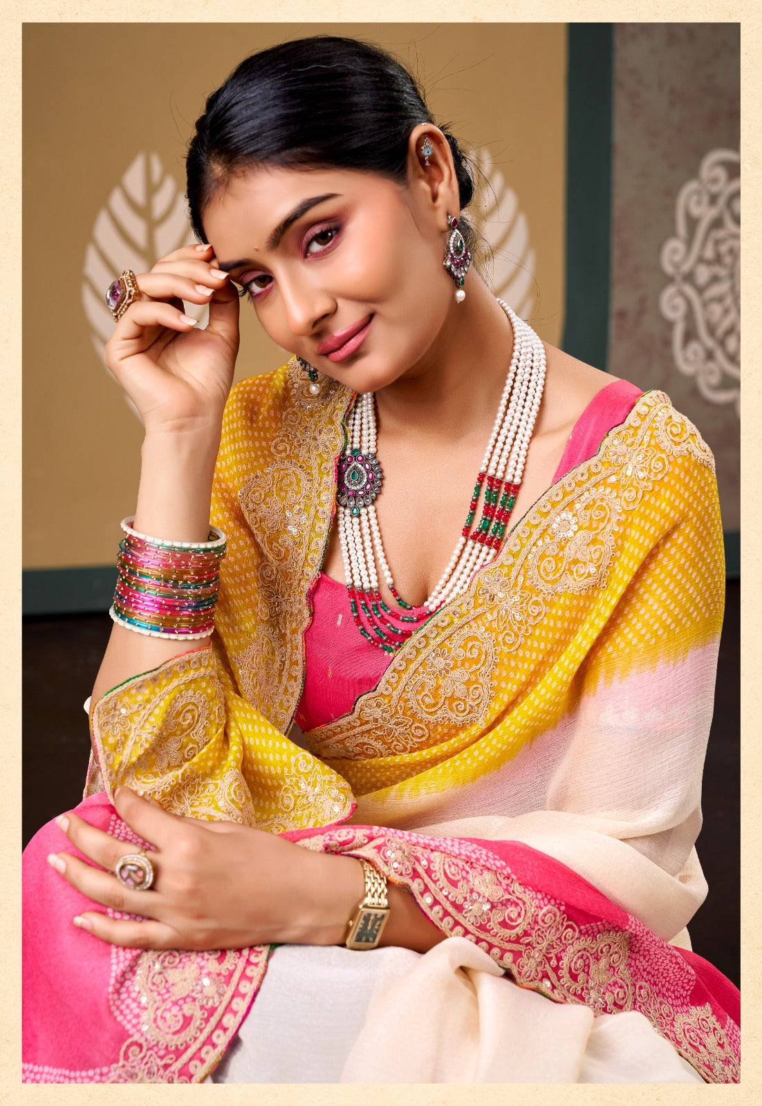 Sparkle Chiffon Saree with Embroidery