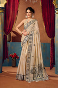 Yamini Saree - Ivory Beige - Front Drape